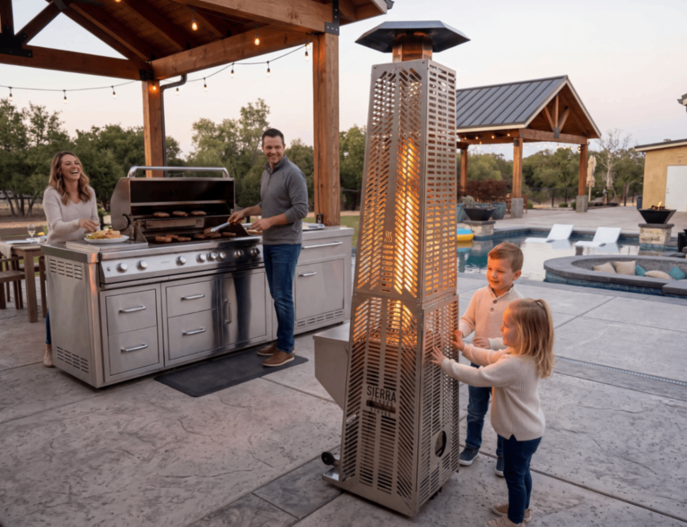 Kids safely enjoying heater with Sierra Guard installed